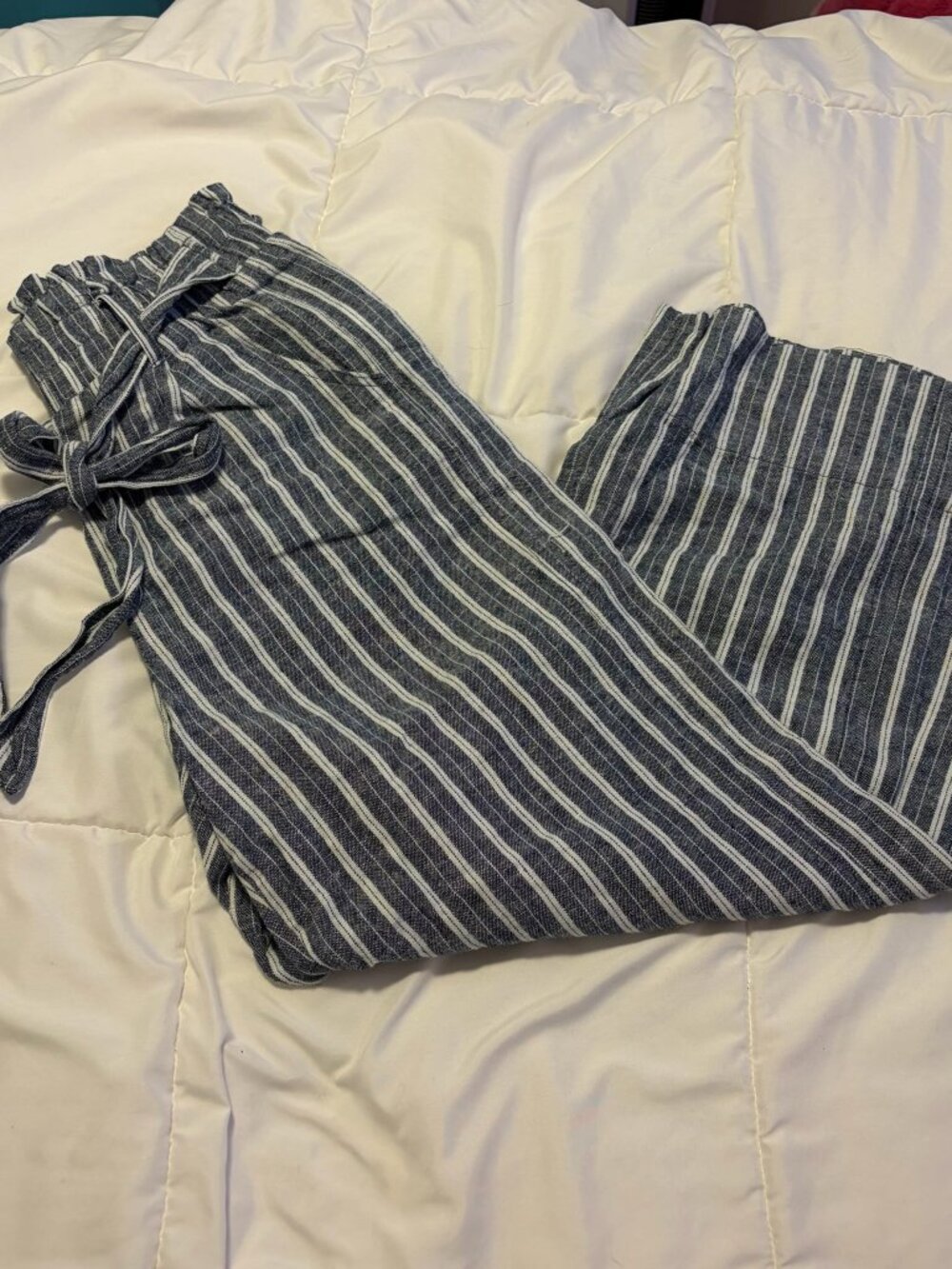 KNOX ROSE dark navy linen tie waist pants